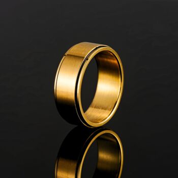 Men's Gold Plated Line Band Ring, 4 of 11