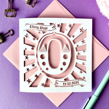 Papercut Initial Personalised New Baby Card, 2 of 8