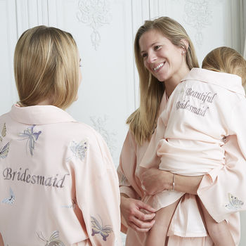 Personalised Bridal Butterfly Long Dressing Gown, 7 of 8