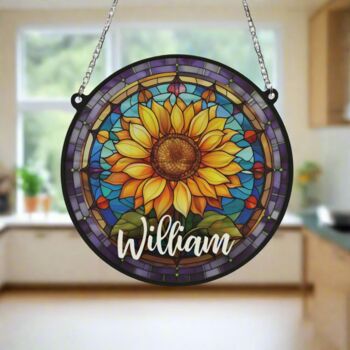 Sunflower Personalised Stained Glass Effect Suncatcher, 4 of 7