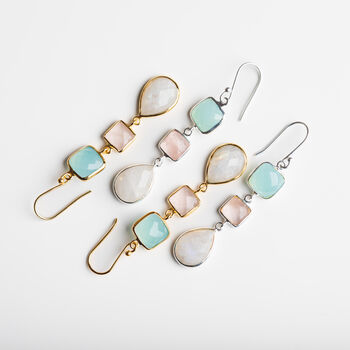 Gold Plated Gemstone Drop Earrings, 5 of 6