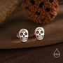 Sterling Silver Sugar Skull Stud Earrings, thumbnail 4 of 11