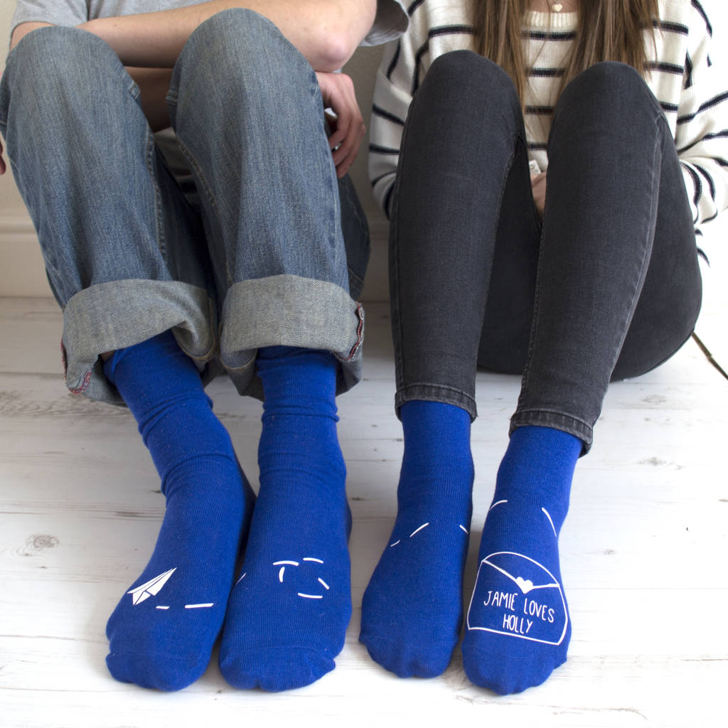 Personalised His And Hers Paper Aeroplane Socks, 1 of 2
