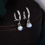 Sterling Silver 4mm Moonstone Hoop Earrings, thumbnail 1 of 12