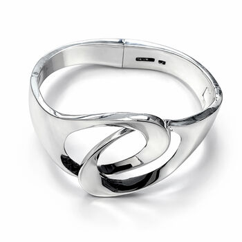 Interlocking Solid Silver Circles Bangle, 3 of 10