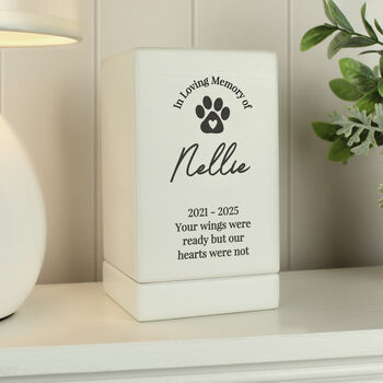 Personalised Pet Memorial Wooden Urn With Paws, 3 of 7