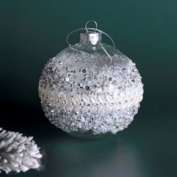 G Decor Ice Clear Glass Pearl Bauble Christmas Decoration, 2 of 3
