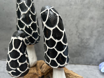 Hand Carved Teak Root Wooden Mushroom Statue Home Gift, 5 of 11