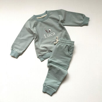 Childrens Organic Cotton Easter Bunny Ears Tracksuit, 2 of 6