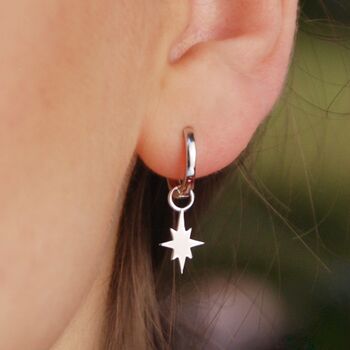 Gold Shining Star Hoop Earrings, 2 of 8