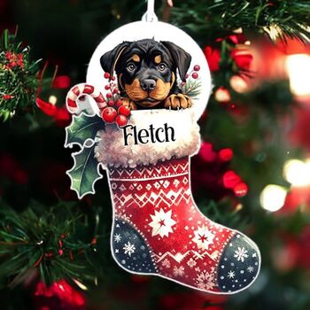 Personalised Rottweiler Christmas Stocking Bauble, 2 of 2