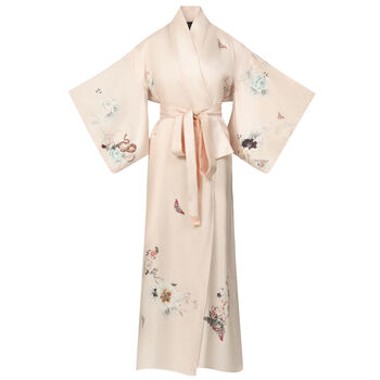 Silk Kimono Dressing Gown Royal Peacock | Pink, 5 of 9