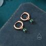 Sterling Silver Emerald Green Cz Droplet Hoop Earrings, thumbnail 6 of 12