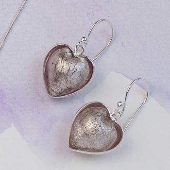 Heart Earrings In Silver And Murano Glass, 10 of 12