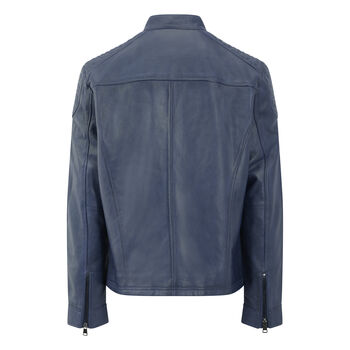 Men's Luxury Leather Biker Jacket, 10 of 11