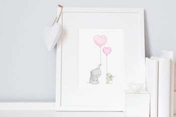 Personalised Baby Elephant And Rabbit Bestfriends Print, 3 of 8
