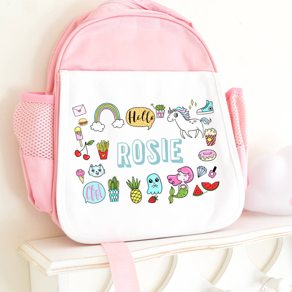 Personalised School Bag '80's' By Peach Tea Studio