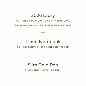 Personalised Stationery Gift Bundle: 2026 Diary, Notebook And Pen Set, 6 of 12