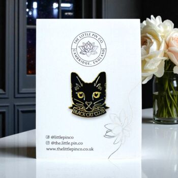 Black Cat Club Enamel Lapel Pin Badge, 3 of 9