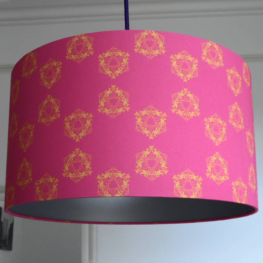 Large Stunning Hot Pink Fabric Lampshade For The Home By Designed by