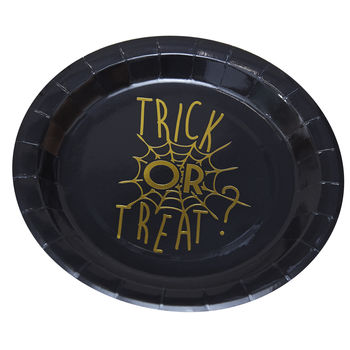 Halloween Gold Foiled Trick Or Treat? Party Plate, 2 of 2