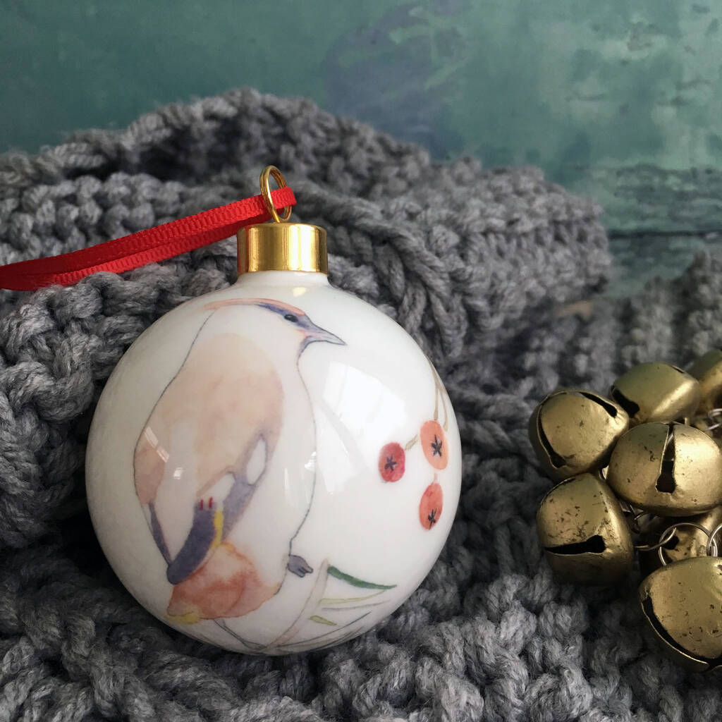 Waxwing Fine Bone China Christmas Bauble By littlebirdydesigns ...