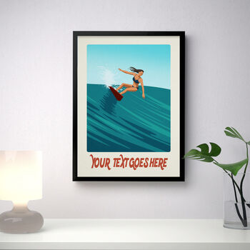 Personalised Female Surfer Poster, 3 of 6