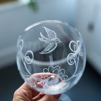 Gin Glass With Bird Engraving, 8 of 8