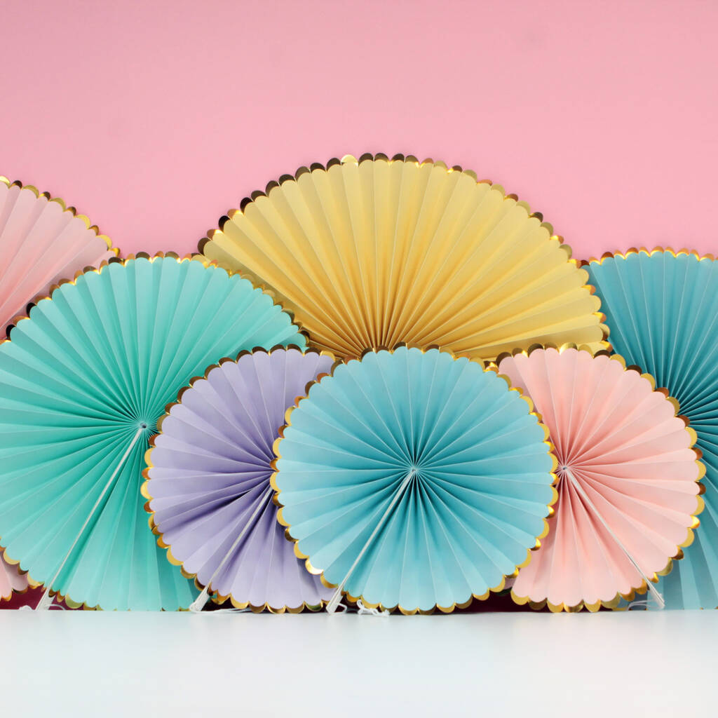 Pastel And Gold Foil Fan Decorations, 1 of 8