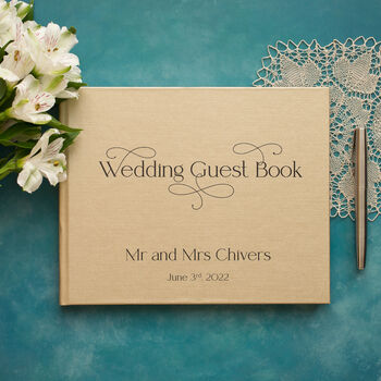 Decorative Text Design Personalised Wedding Guest Book, 4 of 11