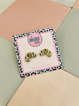 Buttery Bliss Croissant Glitter Resin Stud Earrings, 4 of 4
