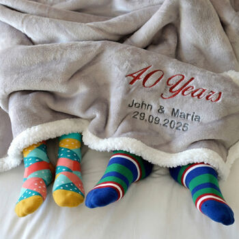 Personalised Ruby Wedding Anniversary Neutral Blanket, 4 of 9