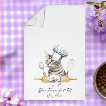 Personalised Cat In Chef Hat Gift Tea Towel, 3 of 12