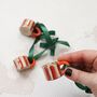 Hand Painted Mini Ceramic Mug Christmas Ornament With Red Stripe, thumbnail 4 of 5