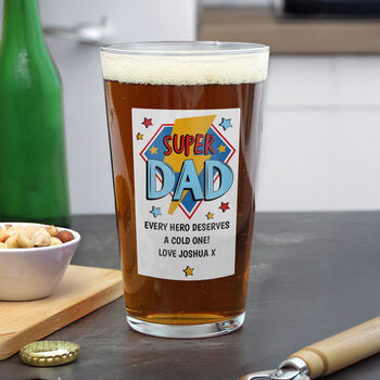 Personalised Super Dad Beer Glass, 2 of 3