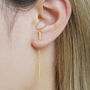 Bar Chain Rose Gold Plate Silver Threader Drop Earrings, thumbnail 4 of 8