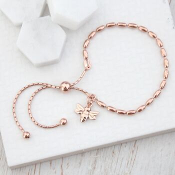 Rose Gold Seed Slider Bracelet With Rg Honey Bee, 2 of 5