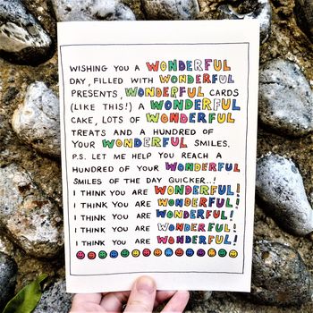 'You Are Wonderful!' Joke Birthday Card, 3 of 5
