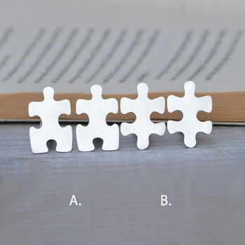 Jigsaw Puzzle Cufflinks In Silver, 2 of 5