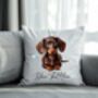 Personalised Chocolate Dachshund Hearts Cushion Cover Gift, thumbnail 2 of 2