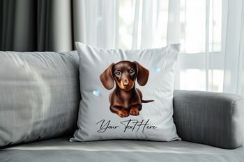 Personalised Chocolate Dachshund Hearts Cushion Cover Gift, 2 of 2