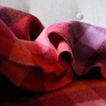 Purple And Pink Check Lambswool Throw, 4 of 5