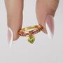 Peridot And Rhodolite Heart Charm Ring, thumbnail 1 of 6