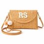 Personalised Initials Straw Pom Pom Clutch Cross Body Bag, thumbnail 3 of 4