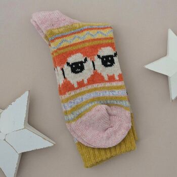 Wool Blend Sheep Socks In Mustard Yellow, 2 of 2