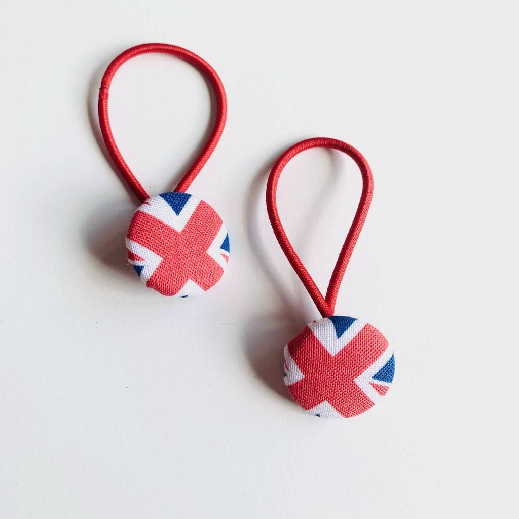 Jubilee Blue Union Jack Hairband And Scrunchie Set By Little Sewing Bea