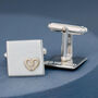 Personalised Wedding Cufflinks. Gold Heart Cufflinks, thumbnail 4 of 9