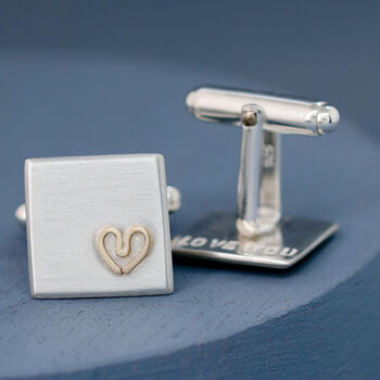 Personalised Wedding Cufflinks. Gold Heart Cufflinks, 4 of 9