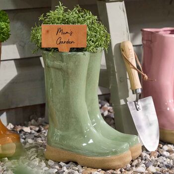 Personalised Green Welly Planters Set, 4 of 7
