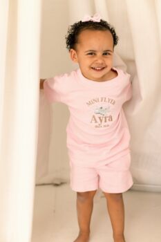 Mini Flyer/ First Time Flyer Personalised Embroidered Holiday Airport T Shirt And Shorts Set, 3 of 9